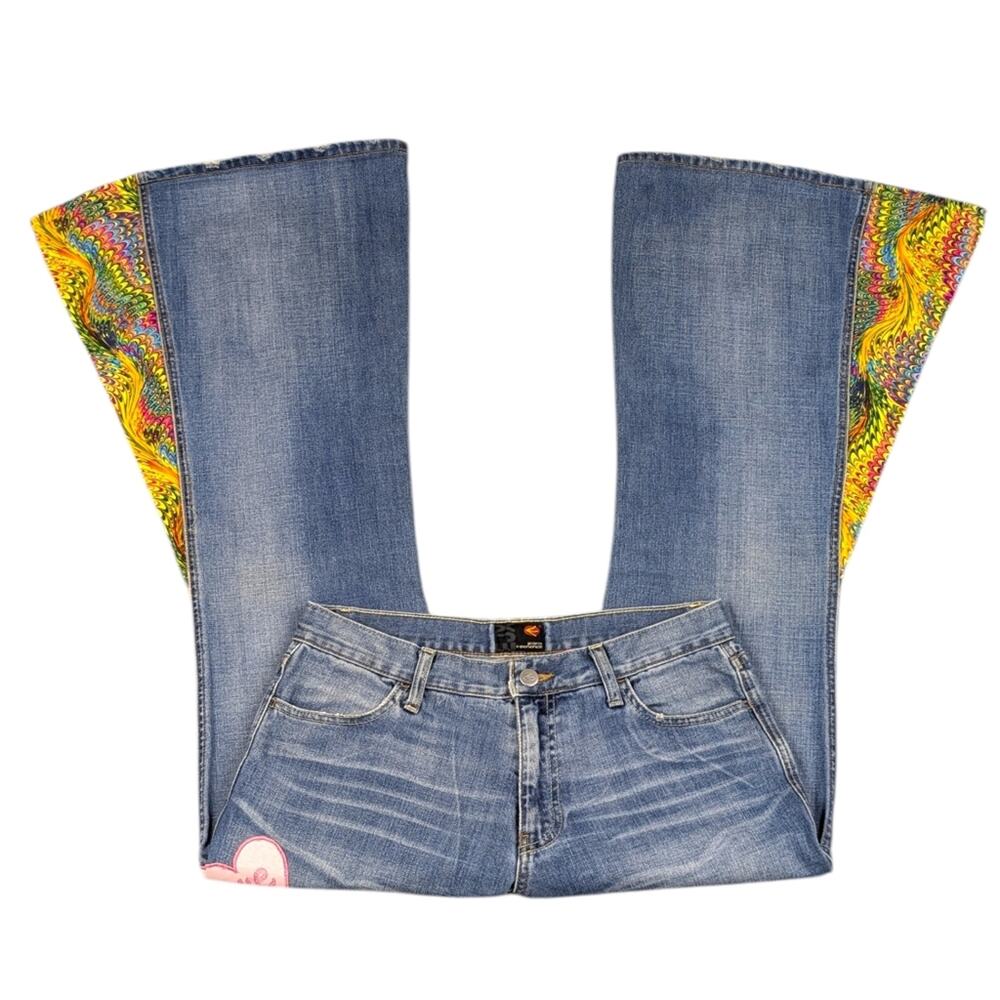 Energie X-Perience Y2K Custom Bell Bottom sz 31 Psychedelic Festival Flare J1737 - Picture 2 of 10